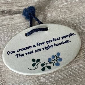 Mountain Meadows Pottery Plaque - Left Handed